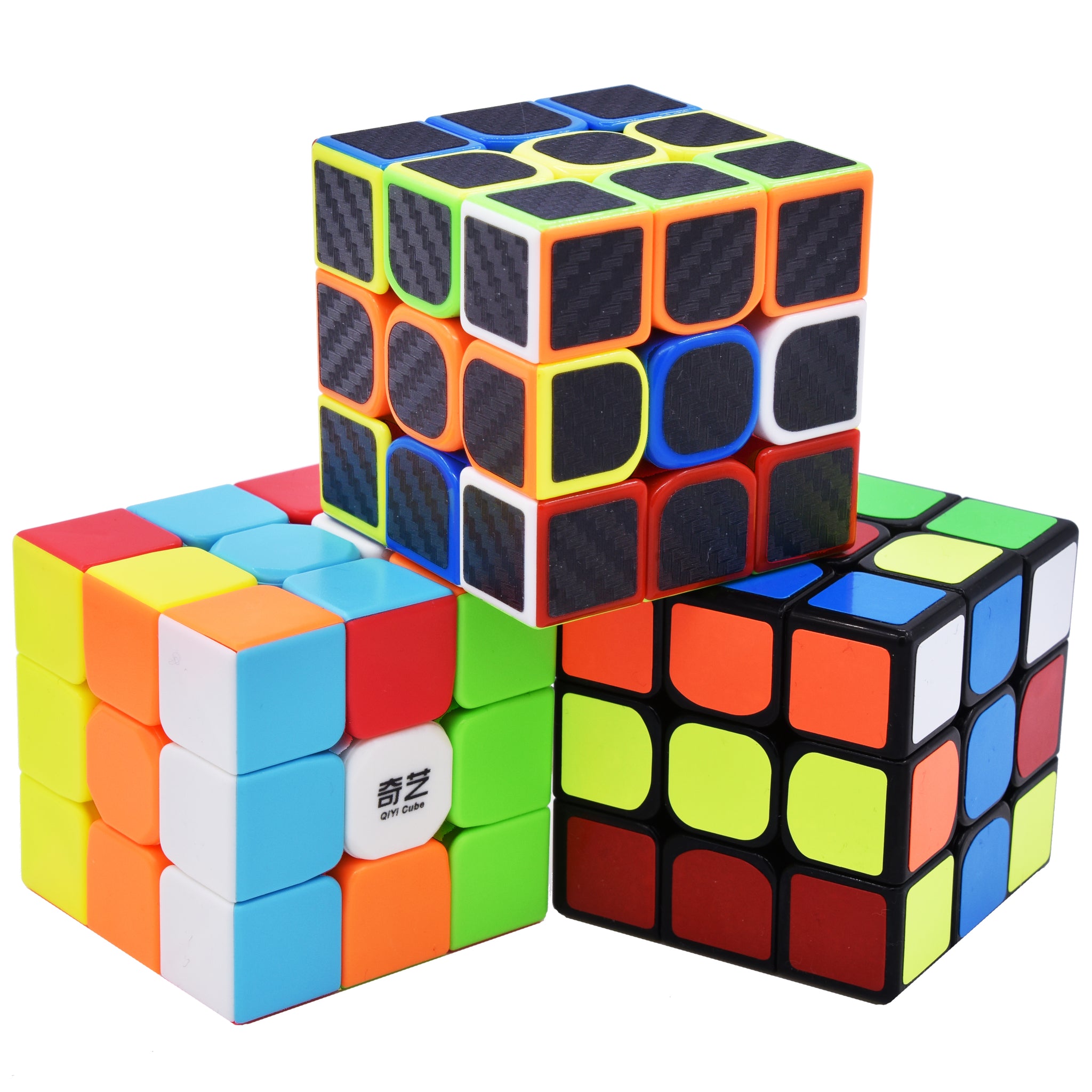  Speed Cube Set, Carbon Fiber Sticker Puzzle Cube