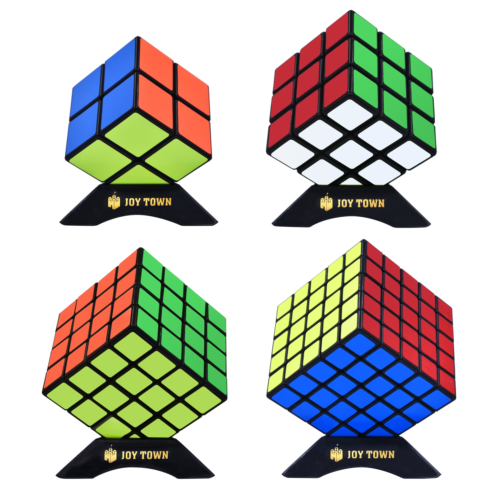 JoyTown Speed Cube Set of 4 Bundle Pack, 2x2 3x3 4x4 5x5 Puzzle Cube, – Joy  Town Toys